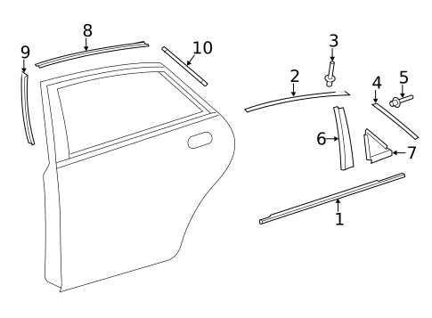 Exterior Trim - Rear Door for 2018 Toyota Avalon #0