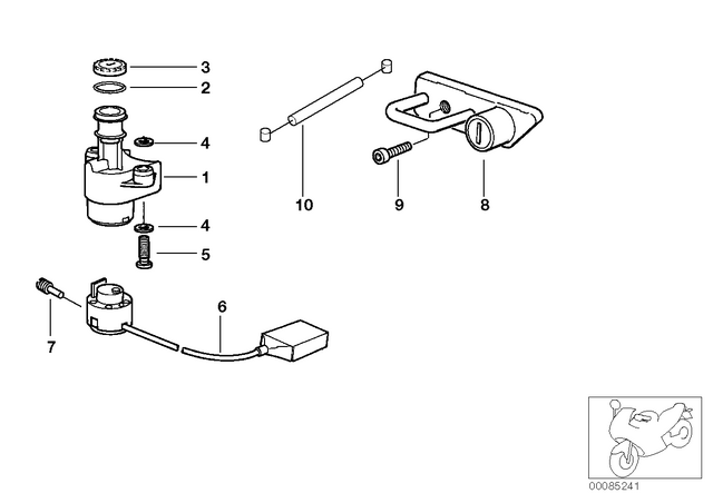 51257653645 - : Bench Seat Helmet Lock With Bowden Cable for BMW-Motorrad Image