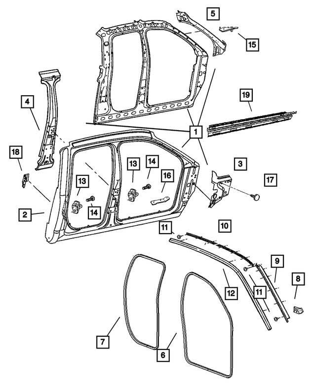 55275683AC - Body Sheet Metal Except Doors: Bodyside Seal Retainer, Left for Mopar Image