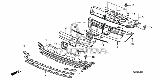 Front Grille (-'09) for 2008 Honda CR-V #0
