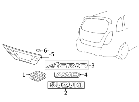 Exterior Trim - Lift Gate for 2004 Suzuki Aerio #0