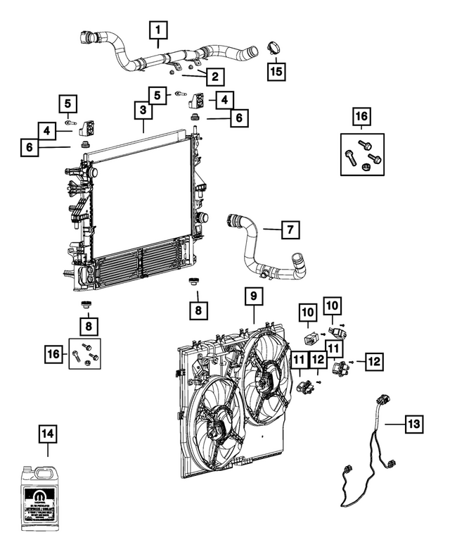 68648998AA - Cooling: Engine Cooling Radiator for Mopar Image image