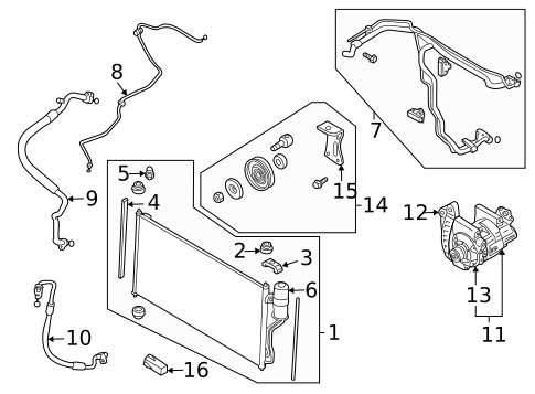 Condenser, Compressor & Lines for 2007 Nissan Quest #0
