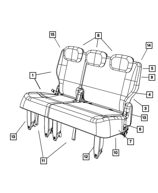 ZQ151D5AA - Interior Trim: Rear Seat Complete, Left for Chrysler: Town &amp; Country | Dodge: Grand Caravan Image