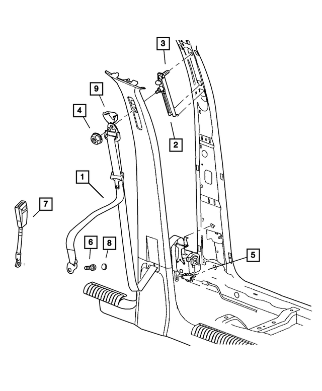 5HG331DVAF - : Front Outer Seat Belt, Left for Mopar Image