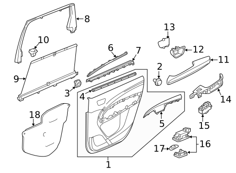 Interior Trim - Rear Door for 2020 Acura MDX #0
