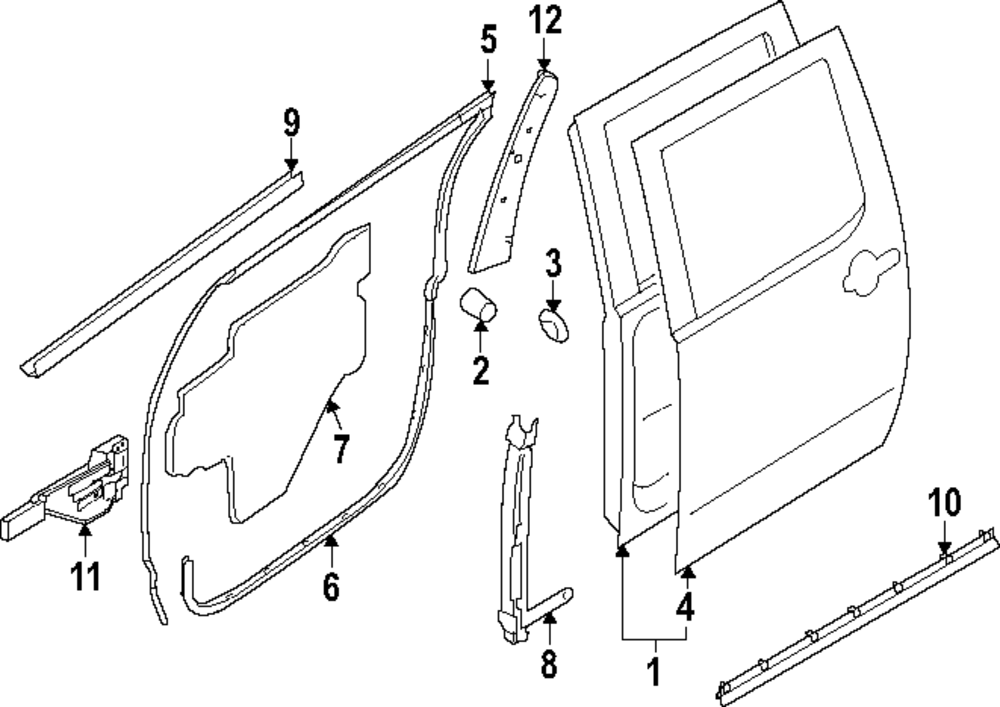 NISSAN 日産 FIN BACK DOOR K0810-3XU0D 82100-9BU0B - Door Assembly-Rear, Right-hand 2022-2025