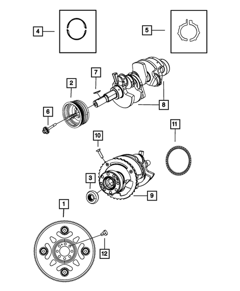 Crankshaft, Piston, Drive Plate, Flywheel, and Damper for 2008 Jeep Commander #0