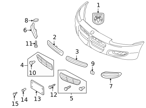 Exterior Trim - Front Bumper for 2002 Dodge Stratus #0