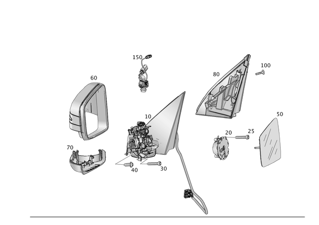 1668100593 - Driver Door: Mirror, Outer for Mercedes-Benz: GL350, GL450, GL550, GL63 AMG, GLE300d, GLE350, GLE400, GLE550e, GLE63 AMG, GLS350d, GLS450, GLS550, GLS63 AMG, ML250, ML350, ML400, ML550, ML63 AMG Image image