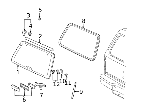 Glass - Lift Gate for 2001 Ford Explorer #0