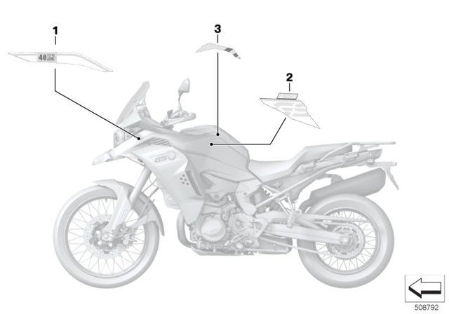 51141659405 - Body Equipment: Logotype Side Trim Panel, Left for BMW-Motorrad Image