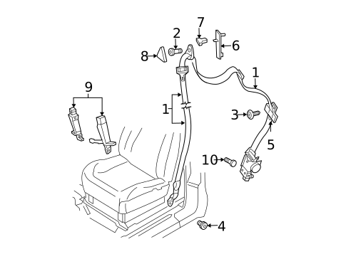 Rear Seat Belts for 2003 Dodge Dakota #1