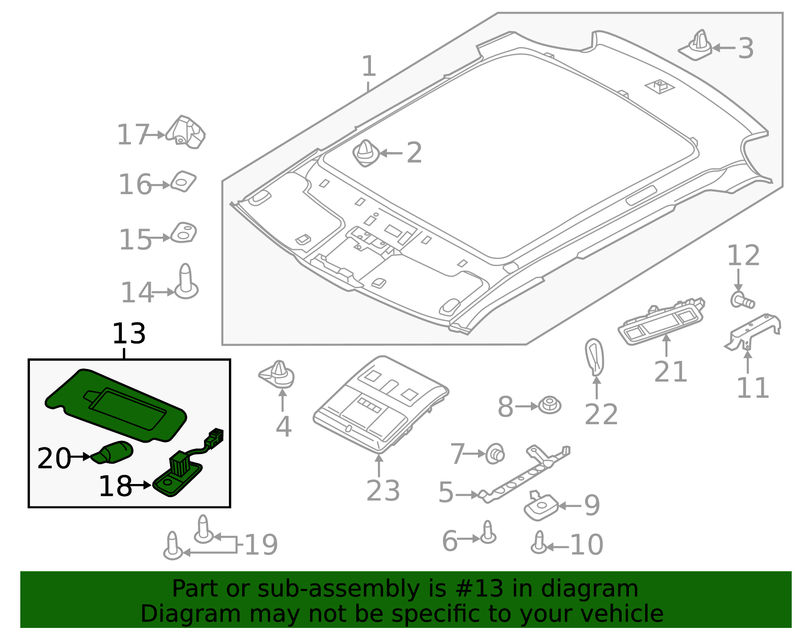 Genuine OEM Sun-Visor Part# LR084833 Fits 2012-2019 Land Rover