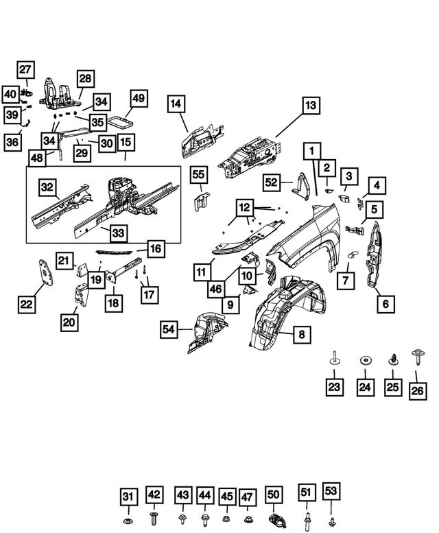 68242536AC - : Fender Bracket, Right for Mopar Image