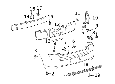 Bumper & Components - Rear for 2010 Pontiac Vibe #0