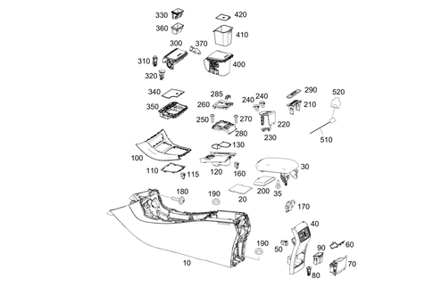 Housing with Tray, Armrest, and Ashtray for 2016 Mercedes-Benz GLA250 #0