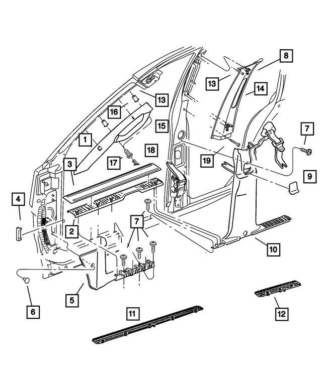 5HF67TL2AC - : A Pillar Molding, Left for Mopar Image