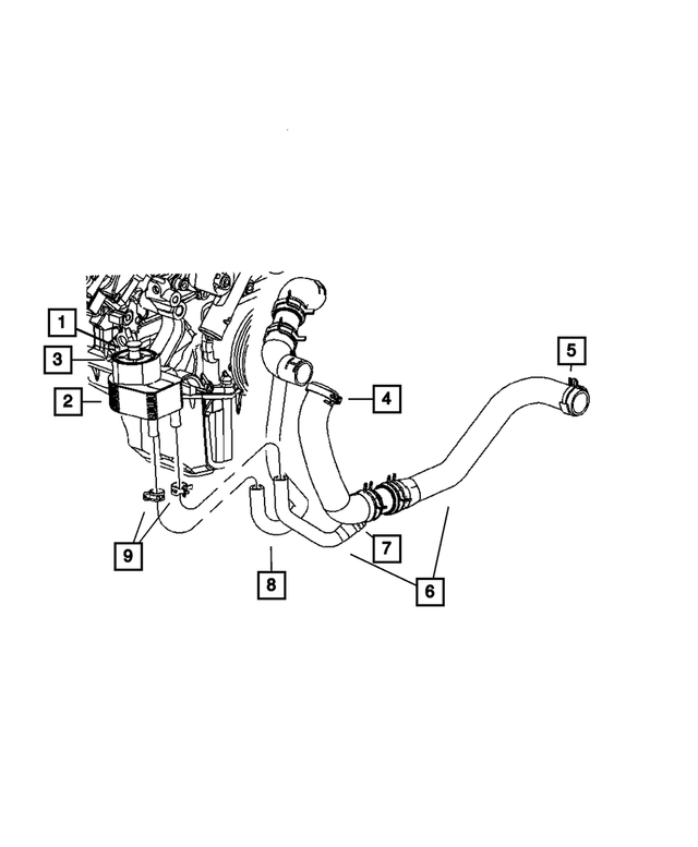 55111286AD - 5.7L Gas; Engine: Engine Coolant To Oil Cooler Intlet Hose for Mopar Image