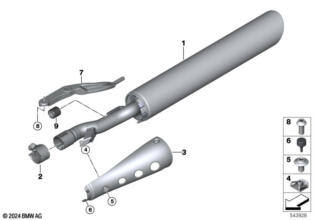 18515A82795 - Trim, Rear Silencer, Left - Darkchrome 2024-2025 BMW