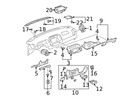 Instrument Panel Components for 2004 Toyota Camry #1