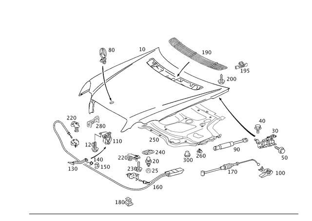 203887052764 - Attachment Parts: Release Handle for Mercedes-Benz: C230, C240, C280, C32 AMG, C320, C350, C55 AMG Image image