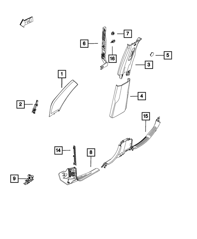 5VW18MS7AA - Interior Trim: A Pillar Molding, Left for Mopar Image