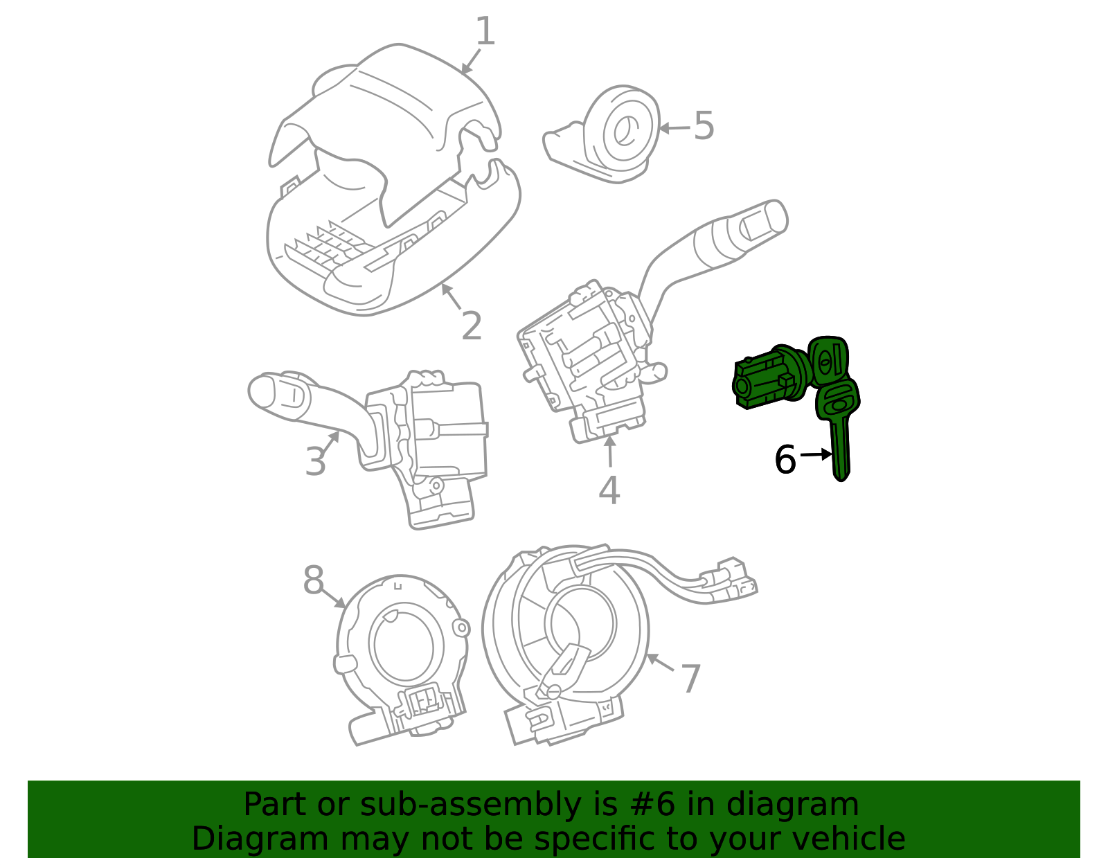 69057-AE020 - Ignition Lock Cylinder - 2004-2010 Toyota Sienna