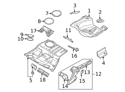 Rear Floor & Rails for 2004 Audi A4 Quattro #0
