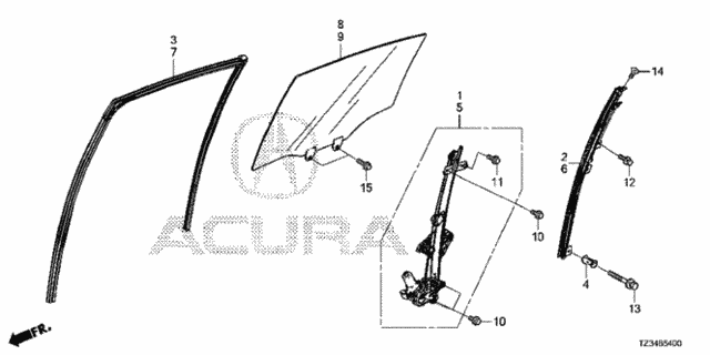 Rear Door Glass - Regulator for 2015 Acura TLX #0