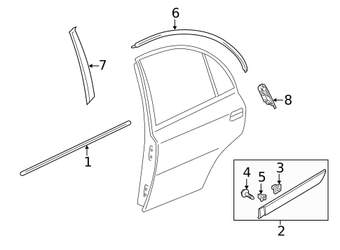 Exterior Trim - Rear Door for 2011 Hyundai Accent #0