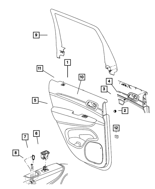 1VH861ULAD - Interior Trim: Rear Door Trim Panel Assembly, Right for Mopar Image image