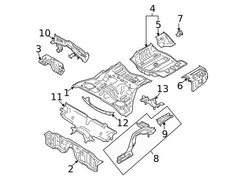 Rear Floor & Rails for 2008 INFINITI G35 #0