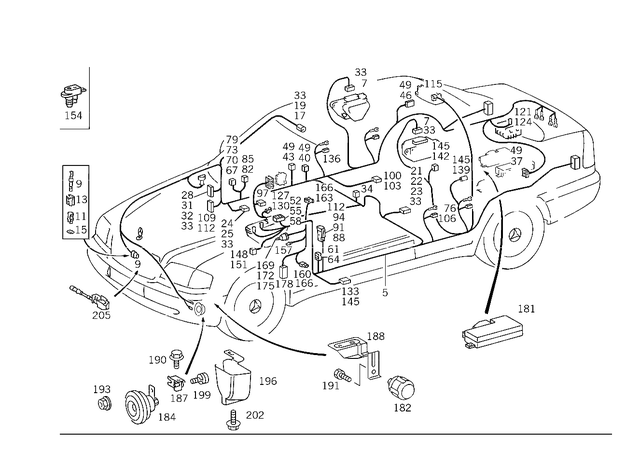 185451628 - Electrical System: Receptacle Housing for Mercedes-Benz: 300SD, 300SL, 400SE, 400SEL, 500SEC, 500SEL, 500SL, 600SEL, 600SL, C220, C230, C280, C43 AMG, S420, SL320 Image image