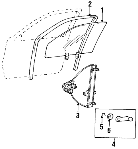 Glass - Front Door for 1998 Hyundai Accent #0