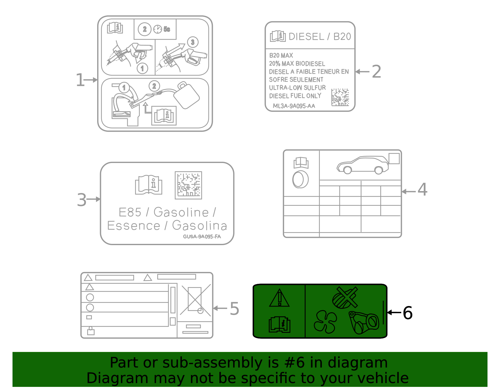 2021-2025 Ford F-150 Caution Label HU5Z-8653-A | TascaParts.com