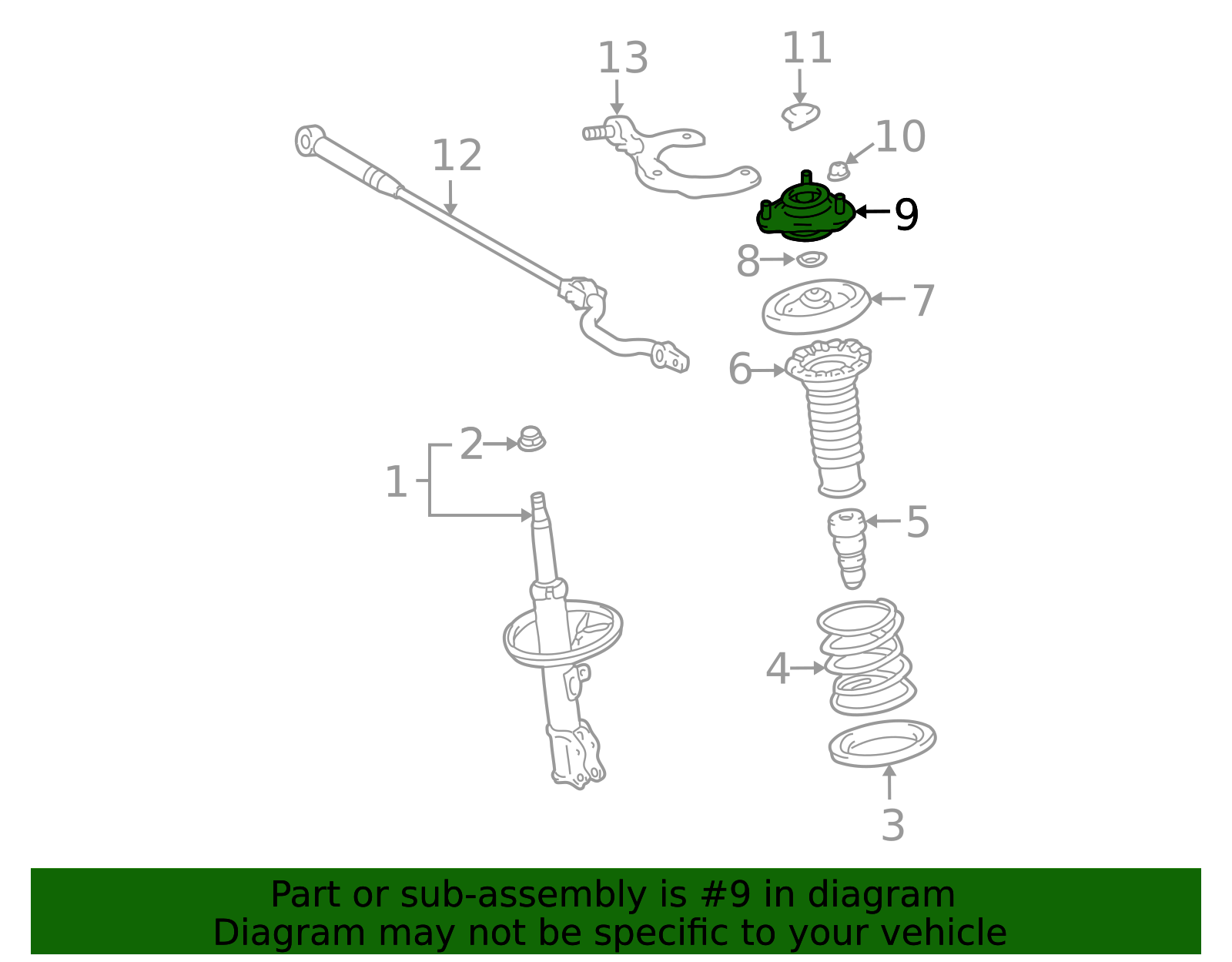 Genuine Official Toyota Strut Mount part# 48609-13010 for 2003-2009 ...
