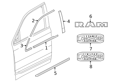 Exterior Trim - Front Door for 2024 Ram 1500 #0