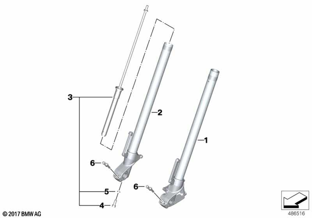 31428388677 - Front Axle, Front Suspension: Slider Tube Left -  for BMW-Motorrad Image