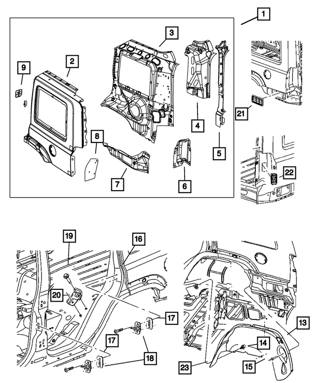 5183164AF - Body Sheet Metal Except Doors: Body Side Aperture Rear Panel, Left for Mopar Image image