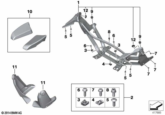 77258524692 - Frame and Mounting Parts: Armrest, Passenger -  for BMW-Motorrad Image
