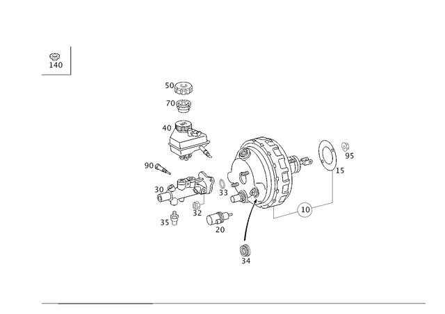 54302930 - Brakes: Brake Servo for Mercedes-Benz: 180C, C230, C240, C280, C32 AMG, C320, C350, C55 AMG, CLK320, CLK350, CLK500, CLK55 AMG, CLK550, CLK63 AMG Image image