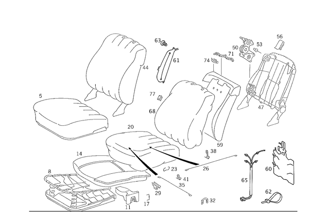 1159750137 - Front Seats: Spring for Mercedes-Benz: 190, 190D, 190E, 200, 200D, 220, 250C, 250S, 280S, 280SE, 280SEL, 280SL, 300D, 300E, 350SL, 380SE, 380SEC, 380SEL, 380SL, 380SLC, 450SE, 450SEL, 450SL, 450SLC, 600 Image image