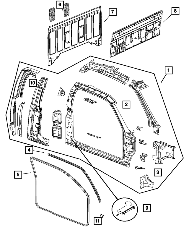 55362022AA - Body Sheet Metal Except Doors: Cowl Side Reinforcement, Right for Mopar Image