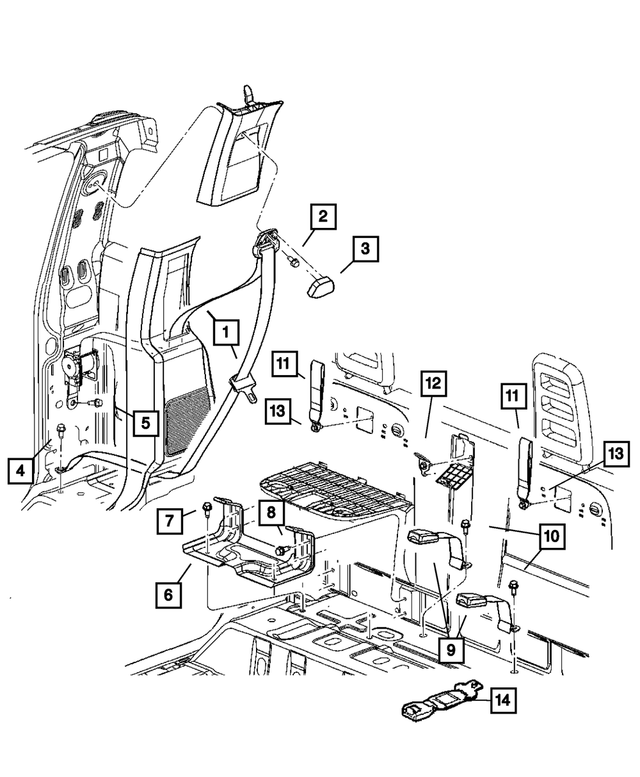 5JJ821J8AA - : Rear Inner Seat Belt for Mopar Image