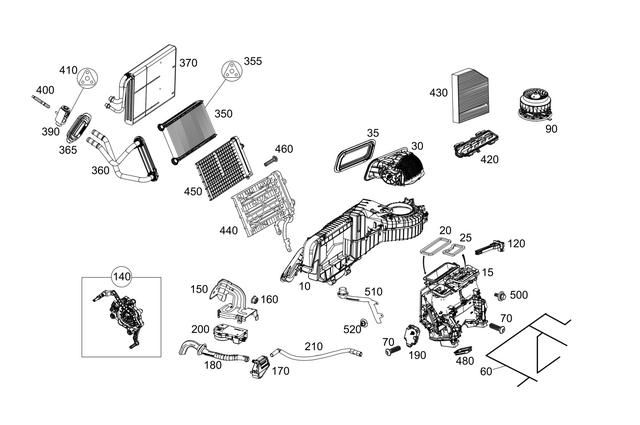 2058309404 - Heating and Ventilation: Evaporator Housing for Mercedes-Benz: AMG GT 43, AMG GT 53, AMG GT 63, AMG GT 63 S, AMG GT 63 S E Performance, C350e, C400, C43 AMG, C450 AMG, C63 AMG, C63 AMG S, CLS450, CLS53 AMG, E300, E350, E400, E43 AMG, E450, E53 AMG, E63 AMG S, G500, G550, G580, G63 4x4 Squared AMG, G63 AMG, GLC300, GLC43 AMG, GLC63 AMG, GLC63 AMG S Image image