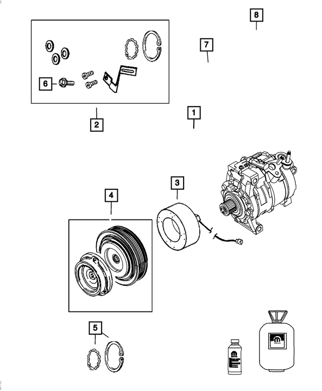 68032119AA - Air Conditioners and Heaters: A/c Compressor Clutch Overhaul Kit for Mopar Image