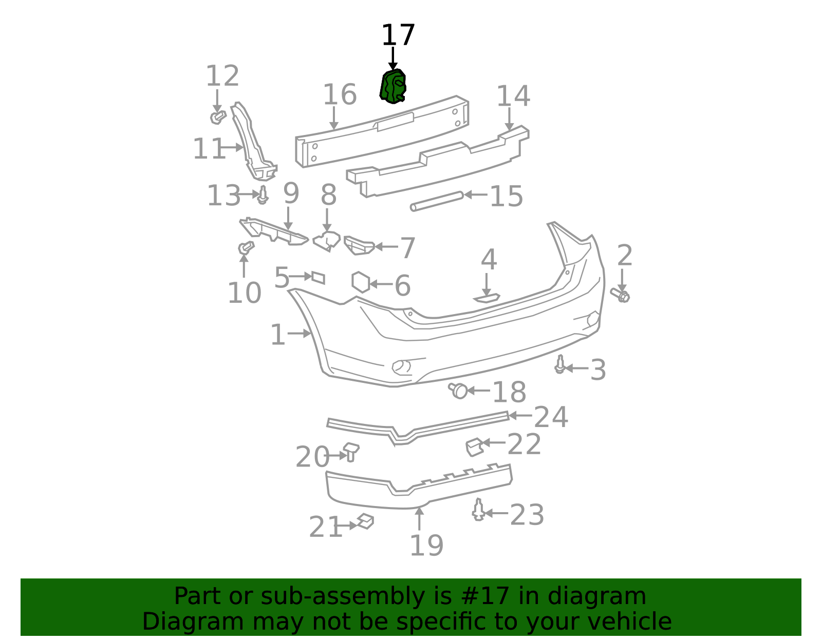 52182-12420 - Bumper Cover Reinforcement Beam Bracket 2009-2013 Toyota ...