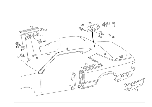 Roof Panelling, Rear Fenders for 1988 Mercedes-Benz 300CE #0