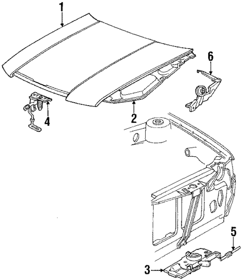 Hood & Components for 1993 Chrysler LeBaron #0